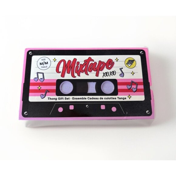 Musical Underwear W/ Mixtape Box Cute Girls Underwear 3PC Set Retro Print Size M - Picture 1 of 7